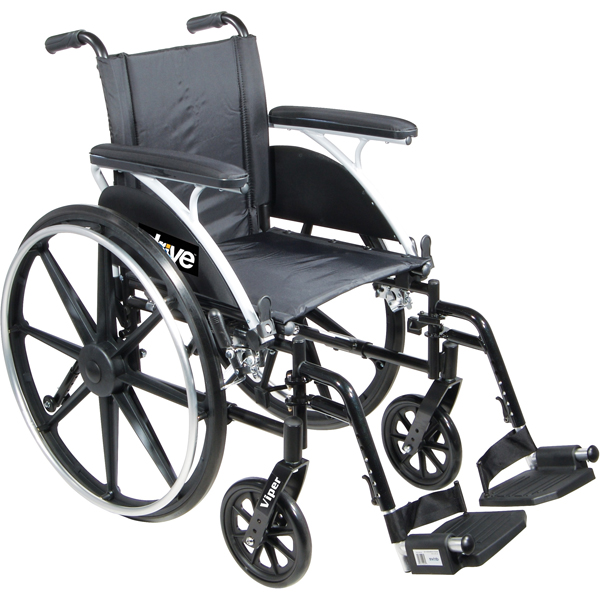 Viper Wheelchair - Flip Back Full Arm and Elevating Leg Rests 18 Inches - Click Image to Close